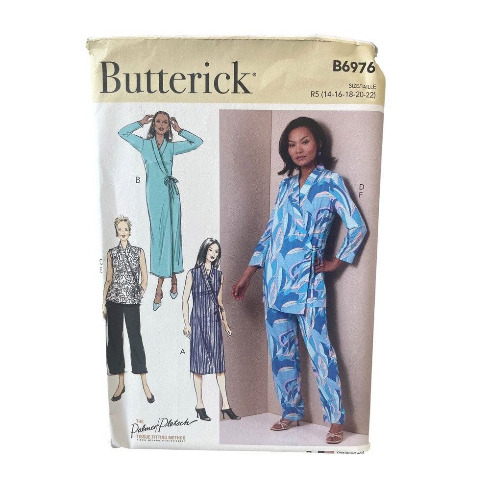 Butterick B6976 Lounge Set Sewing Pattern Misses 14-22 Wrap Dress Robe Pants